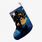 Wolf heult auf dem Mond Kleiner Weihnachtsstrumpf (Rückseite (Hängend))