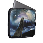 Wolf heult auf dem Mond Laptopschutzhülle (Vorne Rechts)