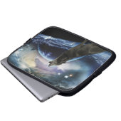 Wolf heult auf dem Mond Laptopschutzhülle (Vorne Knopf)