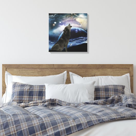 Wolf heult auf dem Mond Leinwanddruck (Insitu (Schlafzimmer))