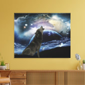 Wolf heult auf dem Mond Leinwanddruck (Insitu (Wohnzimmer))