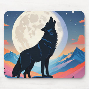 Wolf heult auf dem Mond Mousepad