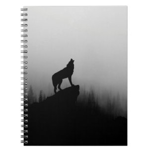 Wolf heult auf dem Mond Notizblock