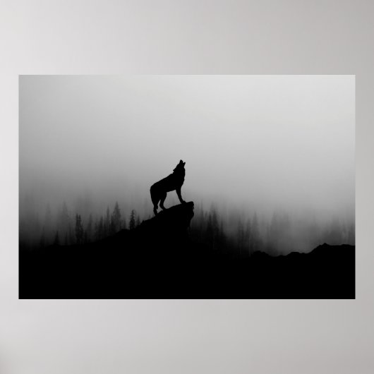 Wolf heult auf dem Mond Poster (Vorne)