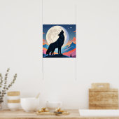 Wolf heult auf dem Mond Poster (Küche)