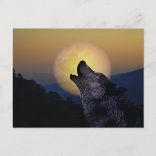 Wolf heult auf dem Mond Postkarte (Vorderseite)