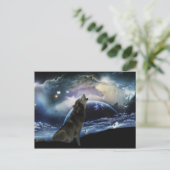 Wolf heult auf dem Mond Postkarte (Stehend Vorderseite)