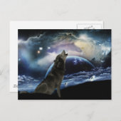 Wolf heult auf dem Mond Postkarte (Vorne/Hinten)