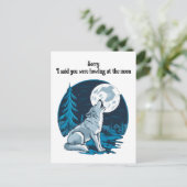 Wolf heult auf dem Mond Postkarte (Stehend Vorderseite)