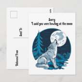 Wolf heult auf dem Mond Postkarte (Vorne/Hinten)