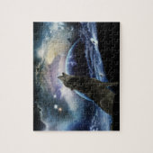 Wolf heult auf dem Mond Puzzle (Vertikal)