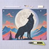 Wolf heult auf dem Mond Seidenpapier (Handwerk)