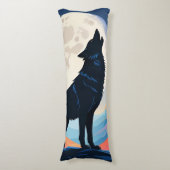 Wolf heult auf dem Mond Seitenschläferkissen (Vorderseite Vertikal)