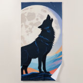 Wolf heult auf dem Mond Strandtuch (Vorderseite)