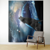 Wolf heult auf dem Mond Wandteppich (Beispiel)