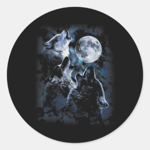 Wolf heult auf dem Mond Wildtiere liebt mich Runder Aufkleber