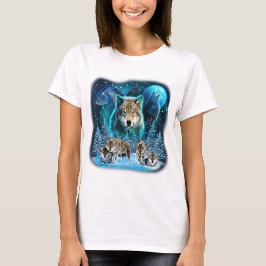 Wolf heult auf dem Mond Wolfen Wilde Tiere Wolfp T-Shirt (Vorderseite)
