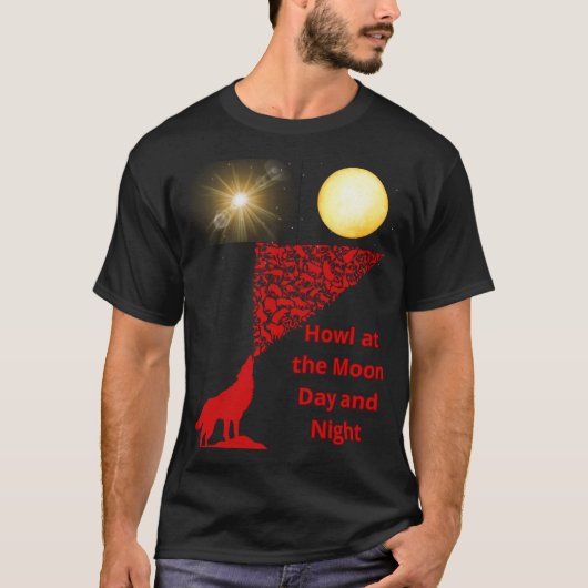 Wolf heult auf Mondskizze T-Shirt (Vorderseite)