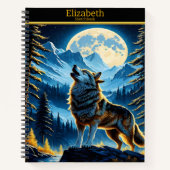 Wolf heult auf Vollmond in den Bergen Notizblock (Vorderseite)