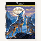 Wolf heult auf Vollmond in der Natur Notizblock (Vorderseite)