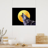 Wolf heult auf Vollmond Poster (Küche)