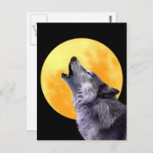 Wolf heult auf Vollmond Postkarte (Vorne/Hinten)