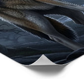 Wolf heult bei Vollmond mit Gewittersturm Poster (Ecke)