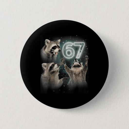 Wolf heult den Mond an 67 6 7 Halloween 67 Wolf Button (Vorderseite)