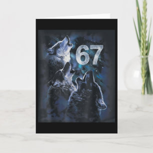 Wolf heult den Mond an 67 6 7 Halloween 67 Wolf Karte