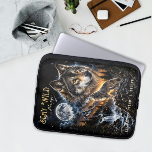 Wolf heult den Mond an Wald Wildnis Natur Laptopschutzhülle