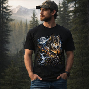 Wolf heult den Mond an Wald Wildnis Natur T-Shirt