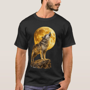 Wolf heult den Mond an – Wilde dunkle Nacht T-Shirt