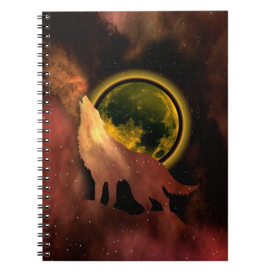 WOLF HEULT IM MOND GALAXIE IM WELTRAUM NOTIZBLOCK (Vorderseite)