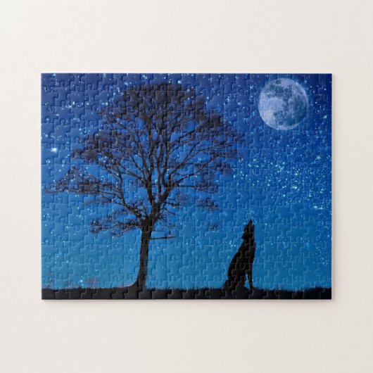 Wolf heult im Mondpuzzle Puzzle (Horizontal)