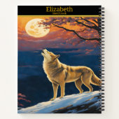 Wolf heult in Dämmerung am Mond Notizblock (Rückseite)