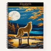Wolf heult in der mondbeleuchteten Nacht Notizblock (Vorderseite)
