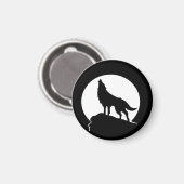 Wolf heult mit Vollmond-Rundmagnet Magnet (Vorderseite/Rückseite)
