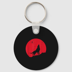 Wolf heult Mond Wölfe gruselig Nacht Halloween Schlüsselanhänger