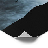 Wolf heult nachts am Mond - Poster (Ecke)