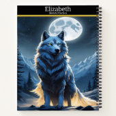 Wolf heult ruhig auf dem glühenden Mond Notizblock (Rückseite)