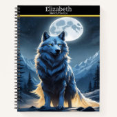 Wolf heult ruhig auf dem glühenden Mond Notizblock (Vorderseite)