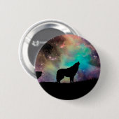 Wolf heult über das Universum Button (Vorne & Hinten)