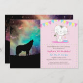 Wolf heult über das Universum Einladung (Vorne/Hinten)