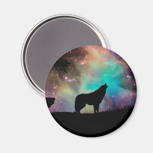 Wolf heult über das Universum Magnet (Vorderseite/Rückseite)