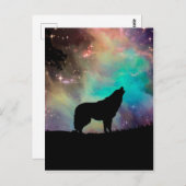 Wolf heult über das Universum Postkarte (Vorne/Hinten)