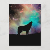 Wolf heult über das Universum Postkarte (Vorderseite)