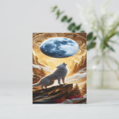 Wolf heult unter dem Mond Postkarte (Stehend Vorderseite)