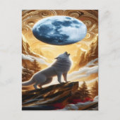 Wolf heult unter dem Mond Postkarte (Vorderseite)