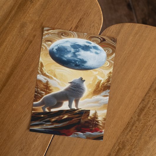 Wolf heult unter dem Mond Postkarte