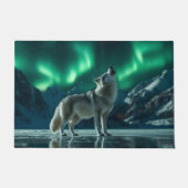 Wolf heult unter den Nordlichtern Fußmatte (Vorderseite)